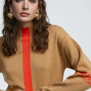 Lola Casademunt Punto | Vestidos Y Faldas<Vestido punto bicolor MARRON-NARANJA