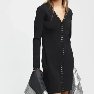 Lola Casademunt Punto | Vestidos Y Faldas<Vestido punto tachas NEGRO