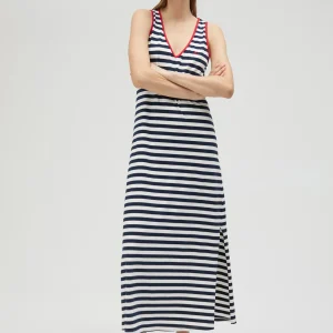 Lola Casademunt Vestidos Y Faldas<Vestido rayas midi de algodón 100% - Lola Casademunt AZUL-BLANCO