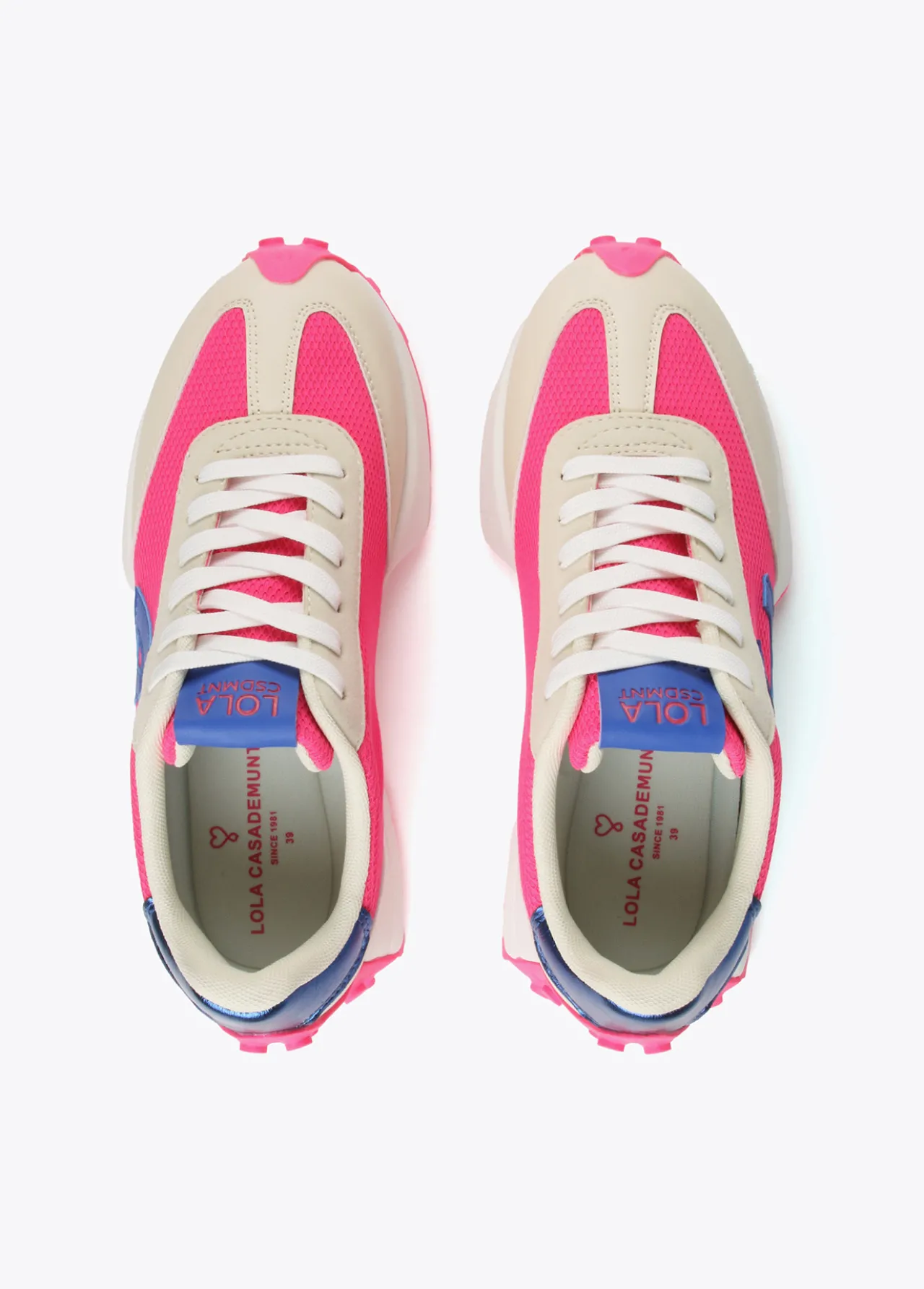 zapatillas_deportivas_azul_y_rosa_flor_3.webp Lola Casademunt Zapatillas Deportivas<Zapatillas deportivas azul y rosa flúor ROSA-CRUDO