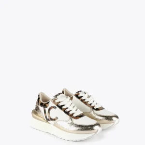 Lola Casademunt Calzado<Zapatillas sneakers detalles animal print BLANCO-MARRON