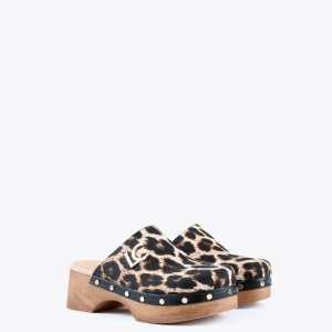 Lola Casademunt Calzado<Zueco con estampado animal MARRON-NEGRO